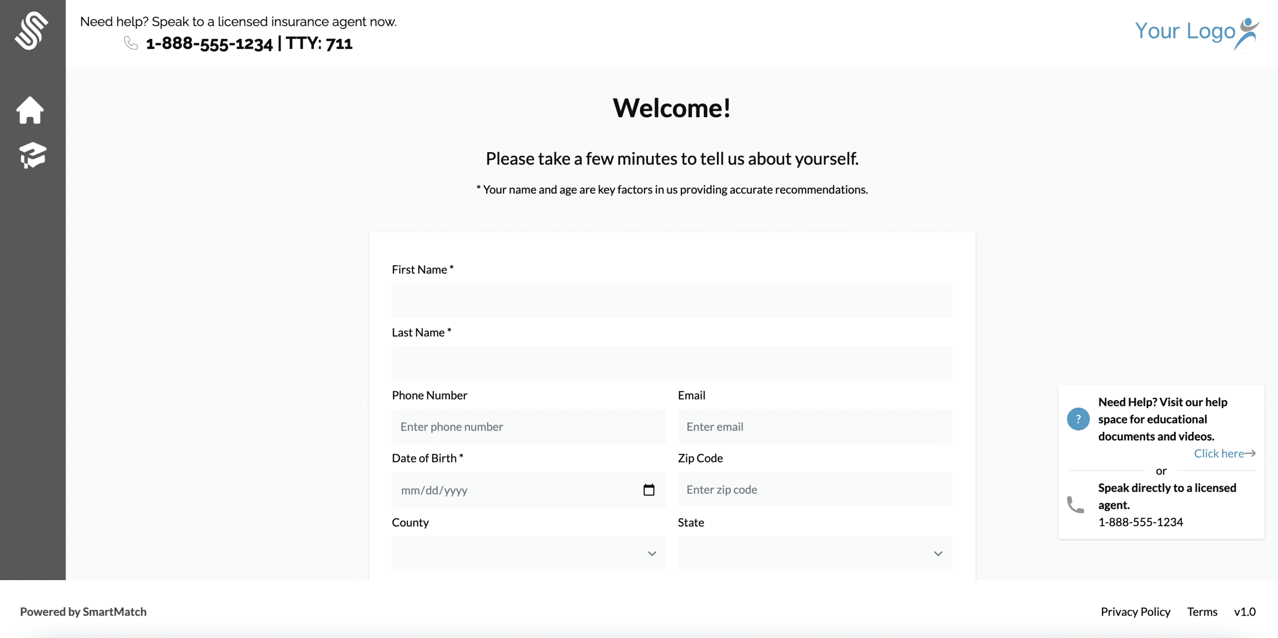 screenshot of customer portal dashboard